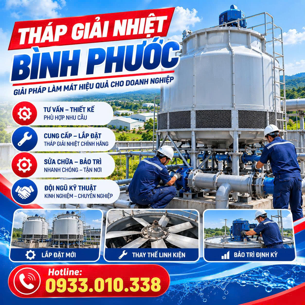 lắp đặt tháp giải nhiệt bình phước